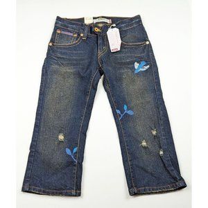 Vintage Y2K Levi's Cropped Jeans Re-Issued Distressed Embroidered Size 7 New